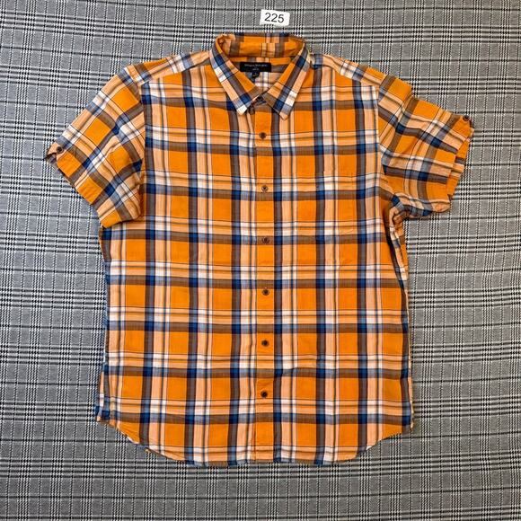 Banana Republic Shirt Orange Plaid Button-Up Slim Fit Size L - Picture 1 of 6